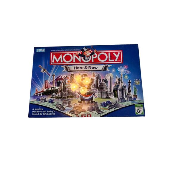 Hasbro Monopoly Here and Now Parker Bros Property Trading Board Game Anniversary - Picture 4 of 6